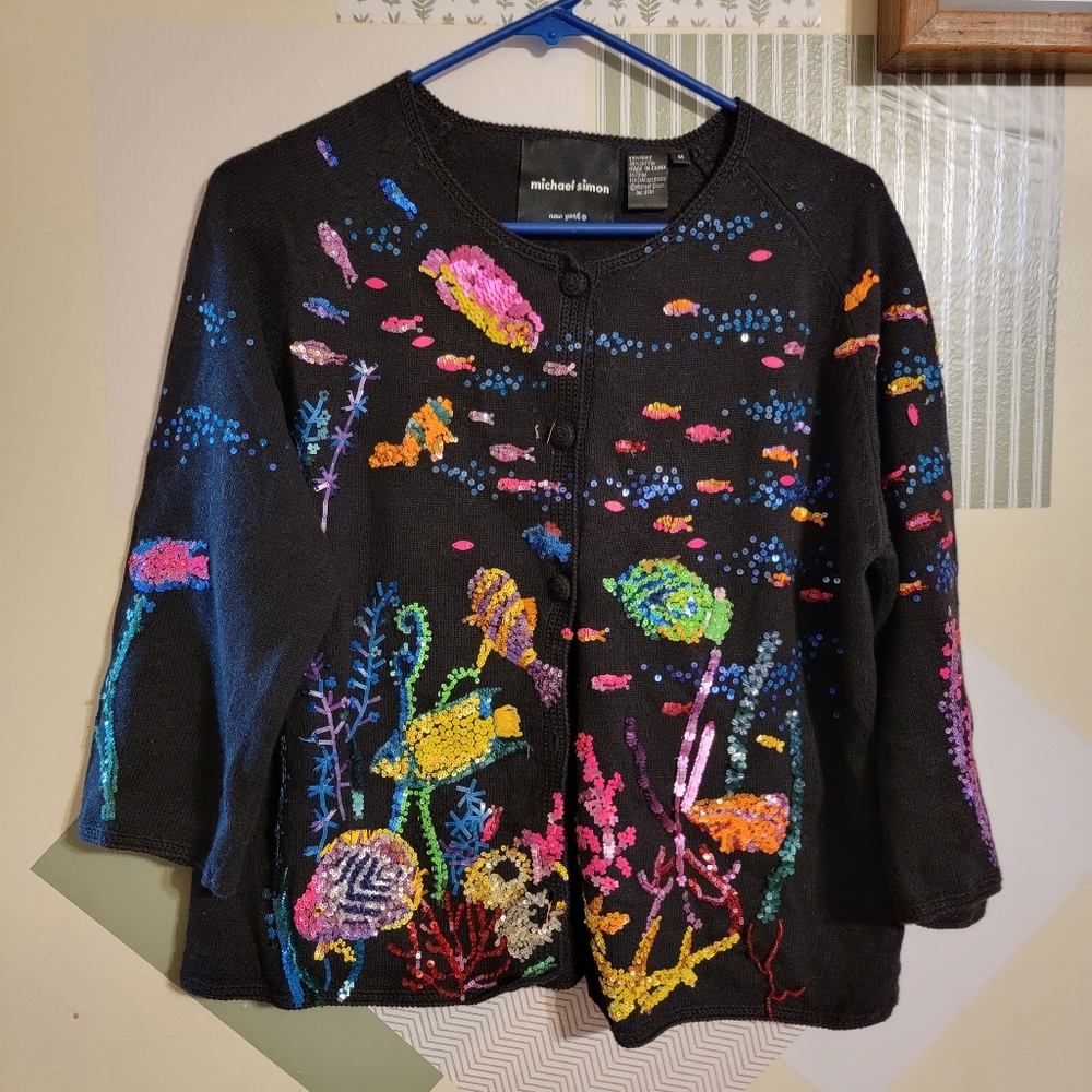 Vintage | Bright Color Sequined Sweater